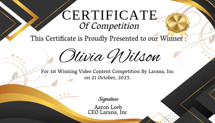 White Collage Black Gold Modern Elegant Certificate Of Competition Certificate Blog Header Blogkop template