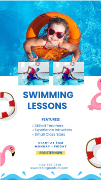 White Collage Blue And White Illustrative Swimming Lessons Instagram Story Instagram Story template