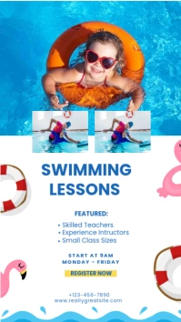 White Collage Blue And White Illustrative Swimming Lessons Instagram Story Instagram Story Instagram-verhaal template