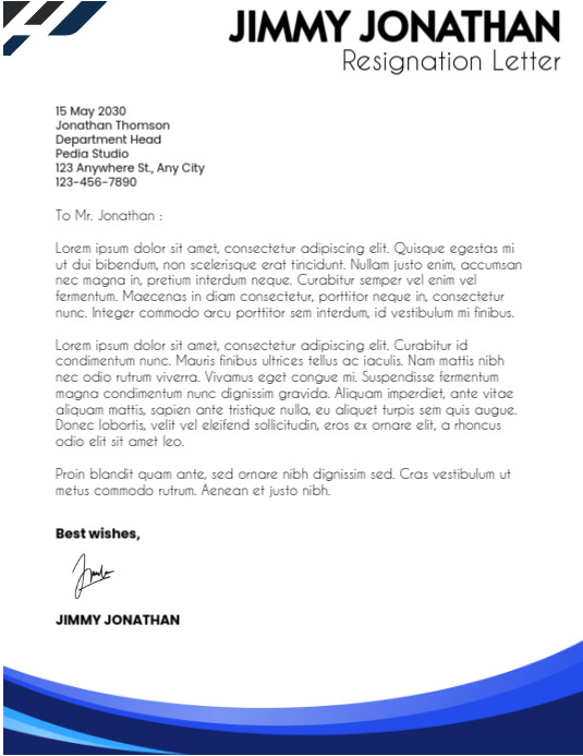 White Collage Blue Minimalist Resignation Letter Document A4 Flyer (us Letter) Pamflet (VSA Brief) template