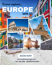 White Collage Blue White Travel Vacation Promo  Instagram facebook Portrait template