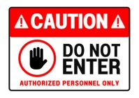 White Collage Caution Do Not Enter Sign - Authorized Personnel Only | Safety Warning Poster Postcard template