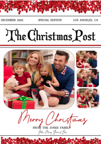 White Collage Christmas Card Newspapper Newsletter A4 template