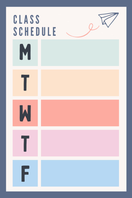 White Collage Colorful Class Schedule Template | Weekly School Planner & Student Timetable Poster Iphosta