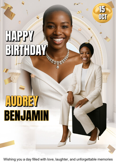 White Collage Customizable Editable Birthday Card With Photos – Print Or Share Online A4 template