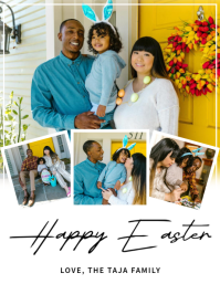White Collage Easter Family Celebration Card Wishes Flyer ใบปลิว (US Letter) template