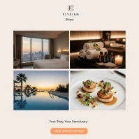White Collage Elegant Hotel Services Ad With Winter Promotion Instagram Post template