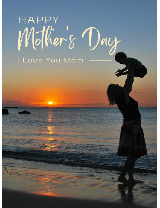 White Collage Emotional Sunset Mother’s Day Greeting Card – I Love You ...