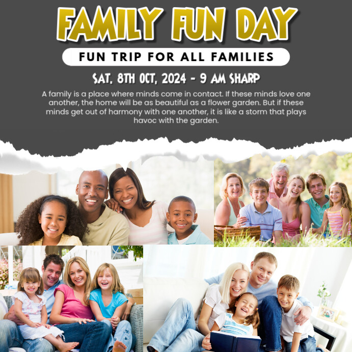 White Collage Family Fun Day Square (1:1) 方形(1:1) template