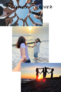 White Collage Friends Forever  Poster Póster template