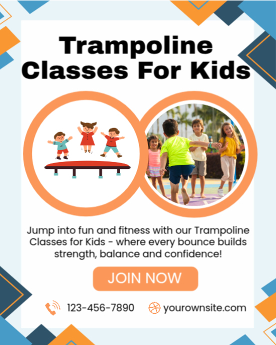 White Collage Fun Trampoline Classes Post With Bright Graphics And Customizable Event Details Instag Instagram Portrait template
