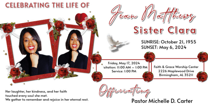 White Collage Funeral Flyer Facebook Event Cover template