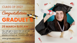 白色 Graduation Announcement งานแสดงผลงานแบบดิจิทัล Template