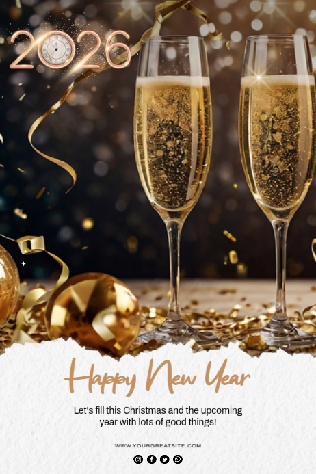 White Collage Happy New Year 2026 Poster Template | PosterMyWall