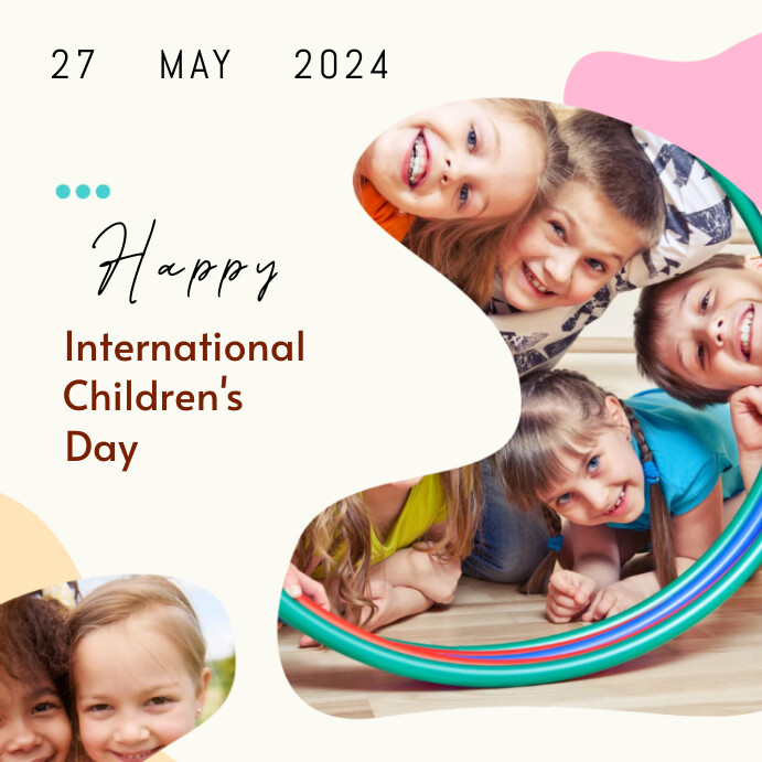 White Collage International Children Day Squ Template | PosterMyWall