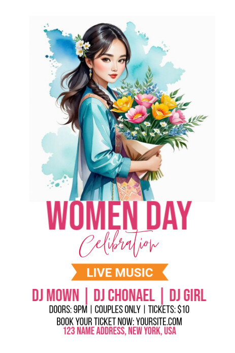 White Collage International Women's Day Flyer Template Pinterest Graphic