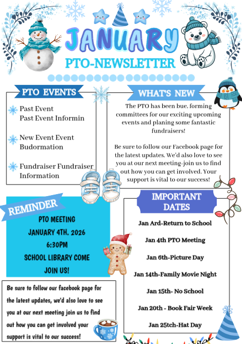 White Collage January Newsletter A4 Template | PosterMyWall