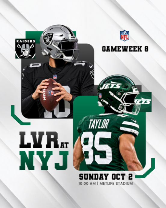 Ios Versus Android App Design Plantilla de White Collage Las Vegas Raiders Vs New York Jets Football ...