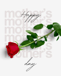 White Collage Minimalist Mother’s Day Card With Red Rose – Elegant Greeting Design Instagram Portrai template