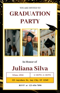 White Collage Modern Graduation Invitation Half Page Wide template