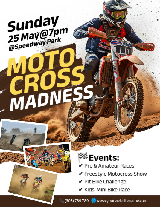 White Collage Motorcross Flyer (us Letter) template