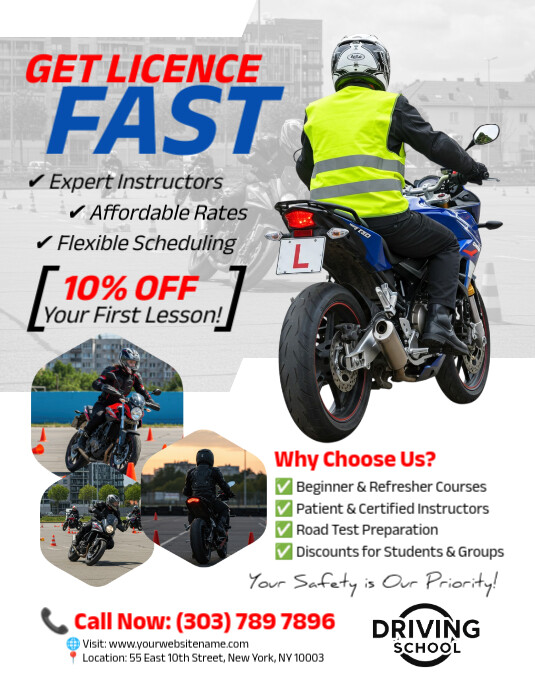 Copy of White Collage Motorcycle Training Flyer (us Letter) | PosterMyWall