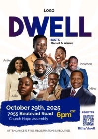 White Collage Multi Speakers Church Conference or concert A3 template