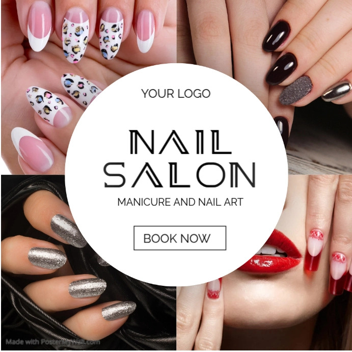 White Collage Nail Salon Instagram Post Template | PosterMyWall