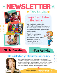 White School Newsletter Ulotka Template