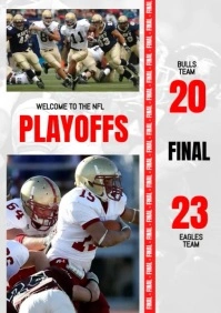 White Collage Playoffs American Football Game Final Poster A3 template