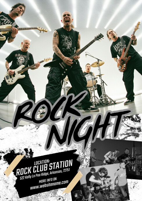 White Collage Rock Night A5 template