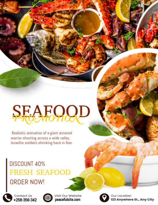 White Collage Seafood Promotion  Flyer (us Letter) template