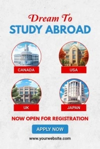 White Collage Study Abroad Poster template
