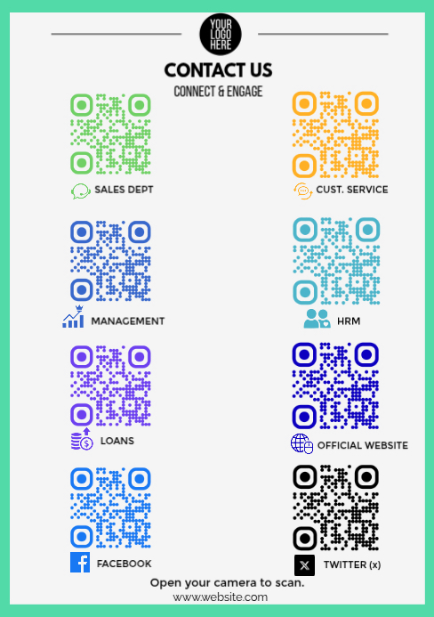 Universal Qr Code White Collage Universal Qr Code Contact Sheet - A5 Business Contact ...