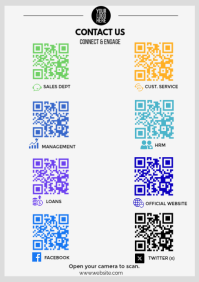 White Collage Universal Qr Code Contact Sheet - A5 Business Contact Template A5