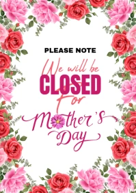 White Collage We Are Closed For Mother's Day Flyer Template A4