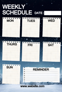 Putih Weekly Schedule Planner Poster Template