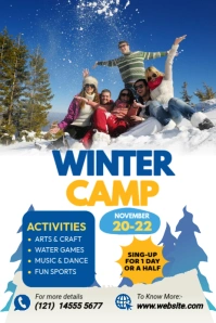 White Collage Winter Break Camp Flyer Pinterest Graphic template