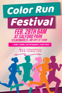 White Color Run Festival Poster Video template