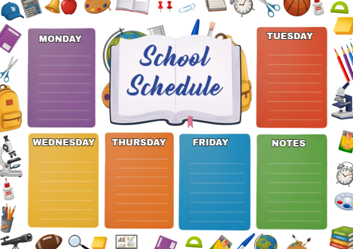 White Colorful Weekly School Schedule Template For Kids – Editable ...