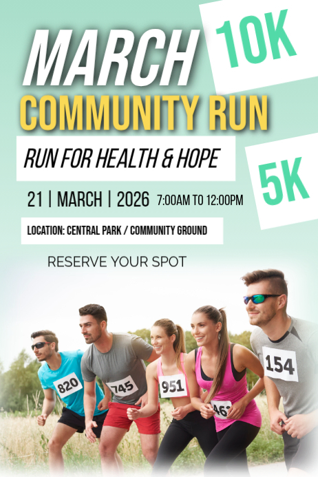 White Community Run Event Poster Template | PosterMyWall