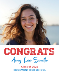 White Congrats Graduation Poster Flyer Banner Invitation Card Facebook Post Graduate High School Col Instagram Portrait template