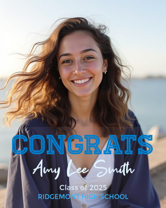 White Congrats Graduation Poster Flyer Banner Invitation Card Facebook Post Graduate High School Col Instagram Portrait template