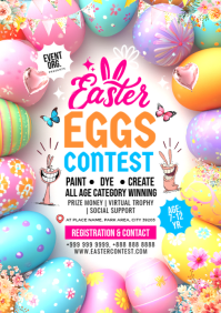 White Contest Easter Egg Hunt Flyer A4 template