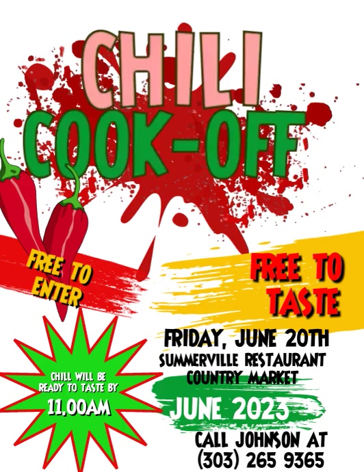 White Cook Off Contest Flyer Template | PosterMyWall