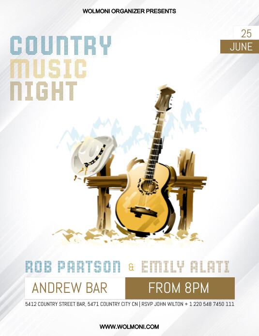 White Country Music Flyer (us Letter) template