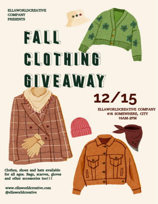 White Cream Fall Clothing Giveaway Flyer (us Letter) Template ...