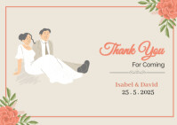 White  Cream Feminine Aesthetic Wedding Thank You Postcard Postcard template