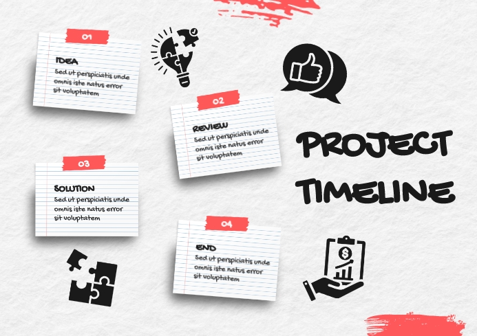 White Creative Doodle Project Timeline Template | PosterMyWall
