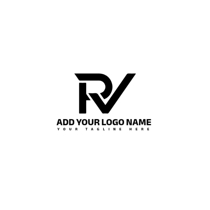 White Creative Rv Letter Flat Initial Monogram Elegant Modern Brand ...